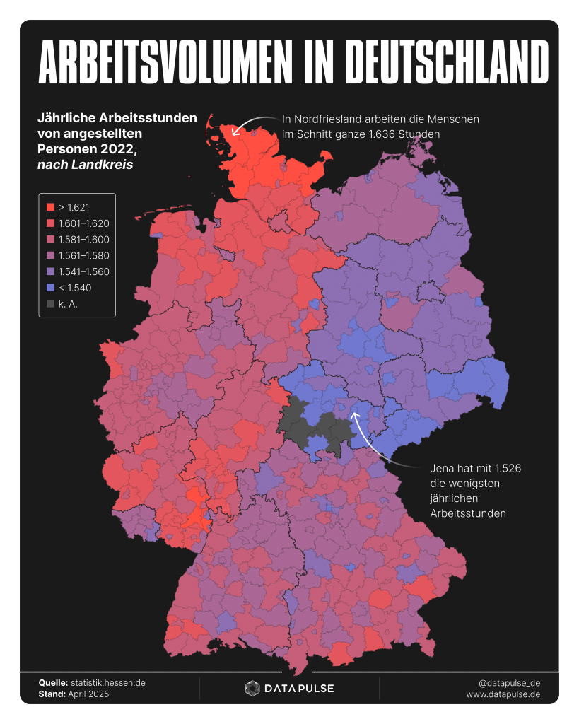 Die Arbeitszeiten in Deutschland regional betrachtet